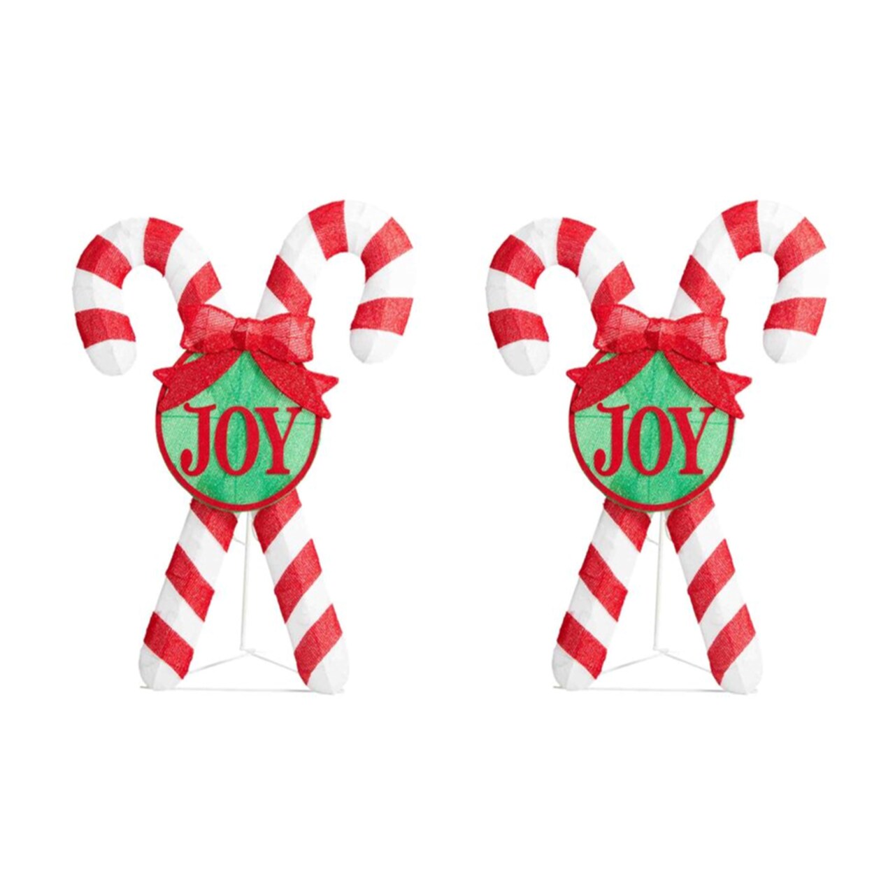 Set of 2 35.5"H Lighted Christmas Candy Cane Outdoor Décor with 60 Warm White LED Lights
